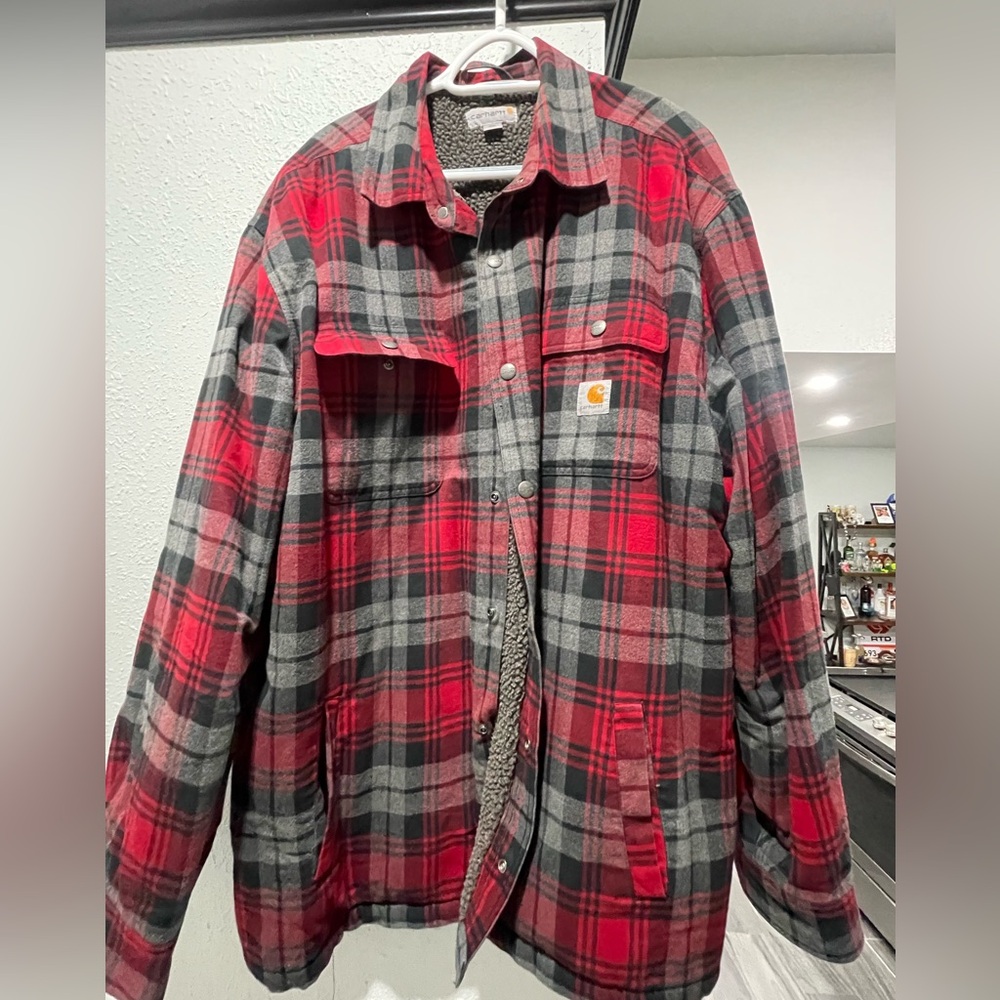CARHARTT RELAXED FIT FLANNEL SHERPA-LINED SHIRT JACKET Mens 2X